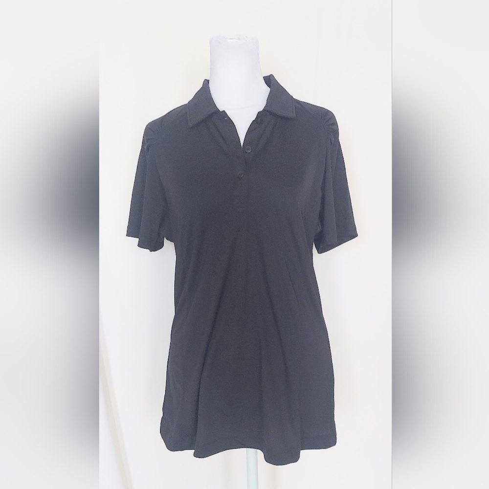 Cutter & Buck Collared Golf Polo Shirt Black Dry Tek 50+ Size Medium NWT
